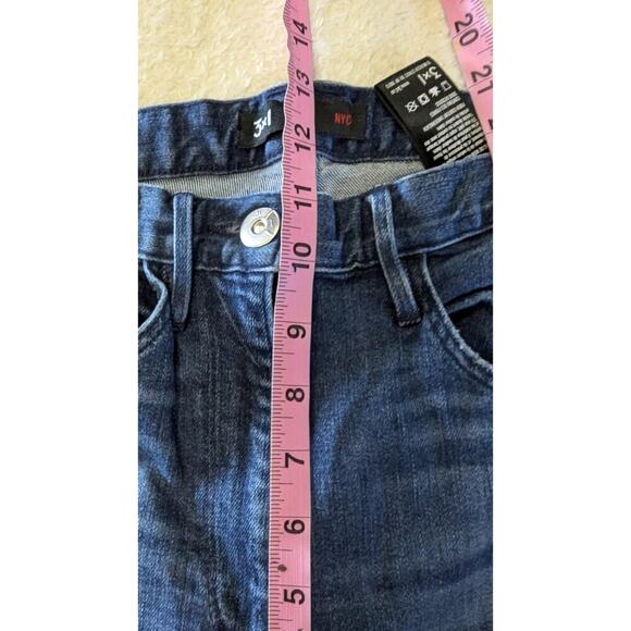 3x1 DENIM NYC Bootcut Whiskering Distress High Waist Dark Wash Jeans Size 27 - Picture 9 of 10